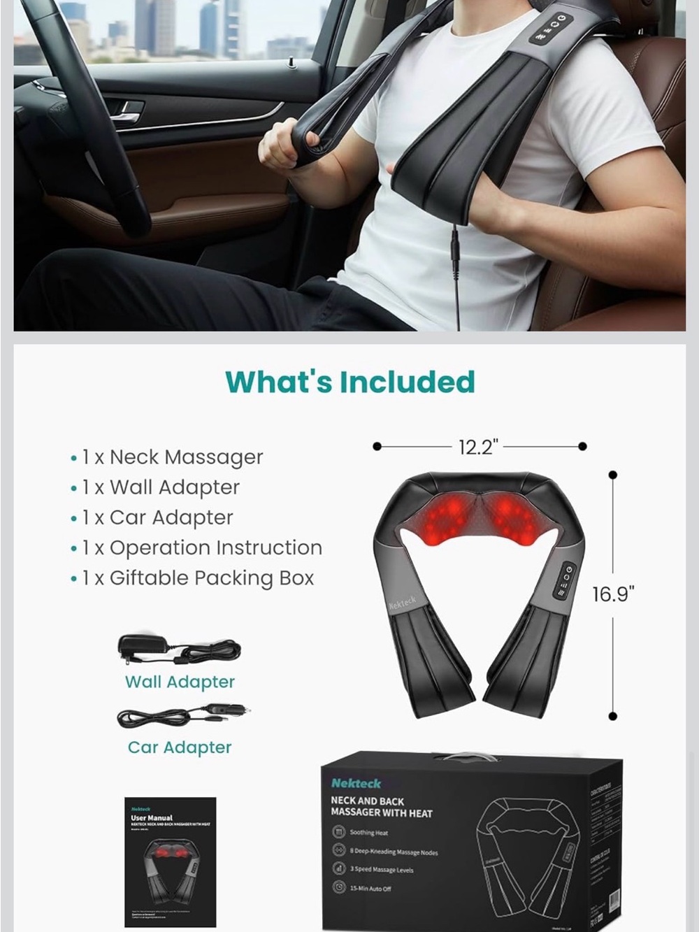 Shiatsu Neck and Shoulder Massager - Black